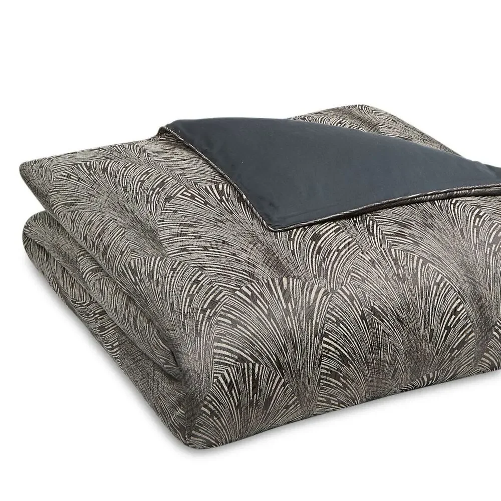 Hudson Park Brown Abstract Luxury Bedding Deco Fan Duvet Comfort Cover King Size